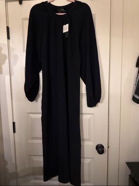 Long Black Maxi Dress with Balloon Sleeves